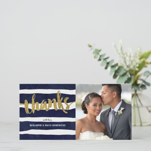 Gold Bedankt Striped Weduwfoto Hartelijk dank (Staand voorkant)