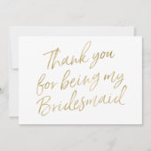 Gold "Bedankt voor je bruidsmeisje" Bedankkaart (Voorkant)