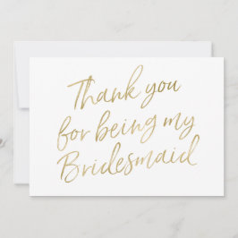 Gold "Bedankt voor je bruidsmeisje" Bedankkaart