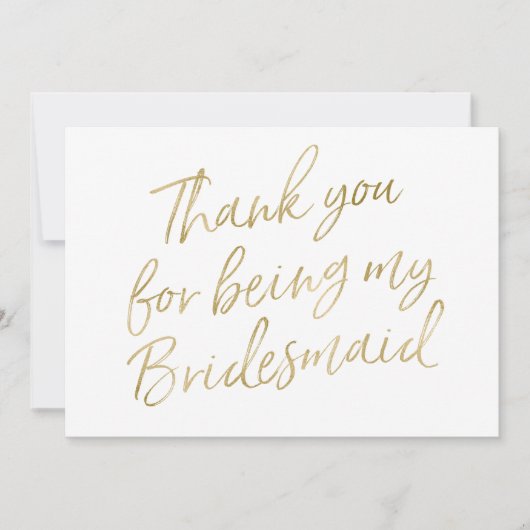 Gold "Bedankt voor je bruidsmeisje" Bedankkaart (Voorkant)
