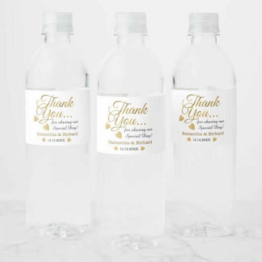 Gold Bedankt voor je bruiloft Waterfles Etiket (Flessen)