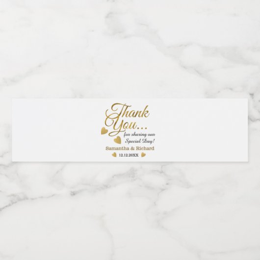 Gold Bedankt voor je bruiloft Waterfles Etiket (Enkel label)