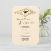 Gold Bee and Honeycomb Ornamental Invitation Kaart (Staand voorkant)
