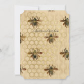 Gold Bee and Honeycomb Ornamental Invitation Kaart (Achterkant)