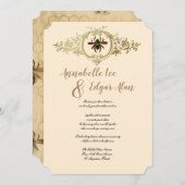 Gold Bee and Honeycomb Ornamental Invitation Kaart (Voorkant / Achterkant)