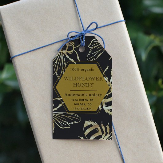  Gold Bee Apiary Gift Label Cadeaulabel