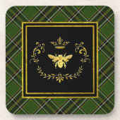 Gold Bee Crown Irish Tartan Onderzetter (Voorkant)
