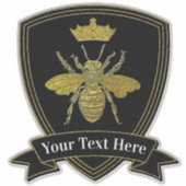 Gold Bee Crown Jouw tekst Sticker (Voorkant)