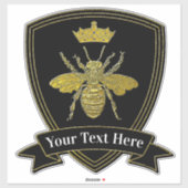 Gold Bee Crown Jouw tekst Sticker (Vel)