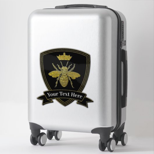 Gold Bee Crown Jouw tekst Sticker (Koffer)