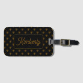 Gold Bee Custom Name Monogram Design Bagagelabel (Voorkant (horizontaal))