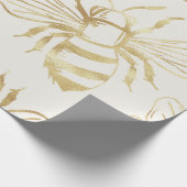 Gold Bee Design, op Cream Background Cadeaupapier (Hoek)