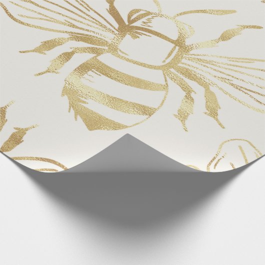 Gold Bee Design, op Cream Background Cadeaupapier (Hoek)