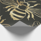 Gold Bee Design, op zwarte achtergrond. Cadeaupapier (Hoek)