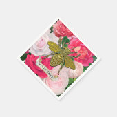Gold Bee en Rozen personaliseren Servet (Hoek)