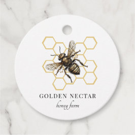 Gold Bee Honeycomb Honeybee Imker Apiary Prijs Bedankjes Labels