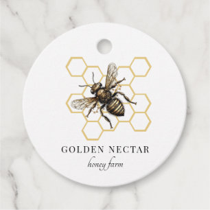 Gold Bee Honeycomb Honeybee Imker Apiary Prijs Bedankjes Labels