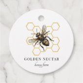 Gold Bee Honeycomb Honeybee Imker Apiary Prijs Bedankjes Labels (Voorkant)
