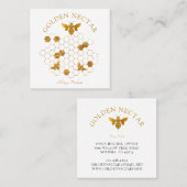 Gold Bee Honeycomb Logo Imker Honing Producten Vierkante Visitekaartje (Voorkant / Achterkant)