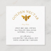 Gold Bee Honeycomb Logo Imker Honing Producten Vierkante Visitekaartje (Achterkant)
