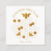 Gold Bee Honeycomb Logo Imker Honing Producten Vierkante Visitekaartje (Voorkant)