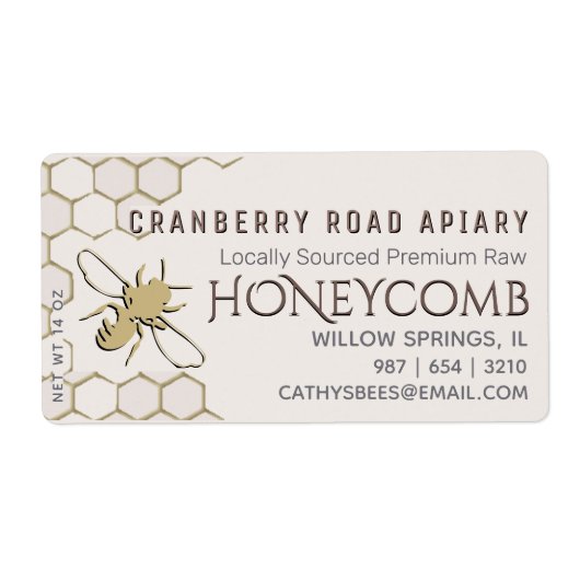 Gold Bee Honeycomb verzendformaat label (Voorkant)