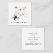 Gold Bee Honingraat Bijenhouder Apiary Visitekaart Vierkante Visitekaartje (Voorkant / Achterkant)