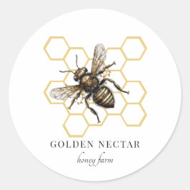 Gold Bee Honingraat Honingbij Bijenhouder Apiary Ronde Sticker