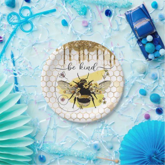 Gold Bee Kind Papieren Bordje (Feest)