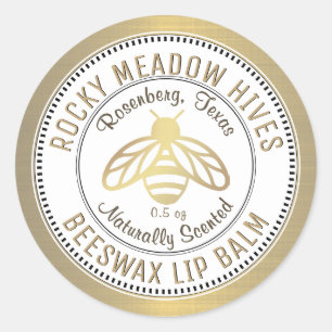 Gold Bee Logo Apiary Hive Productlabel Lipbalsem Ronde Sticker