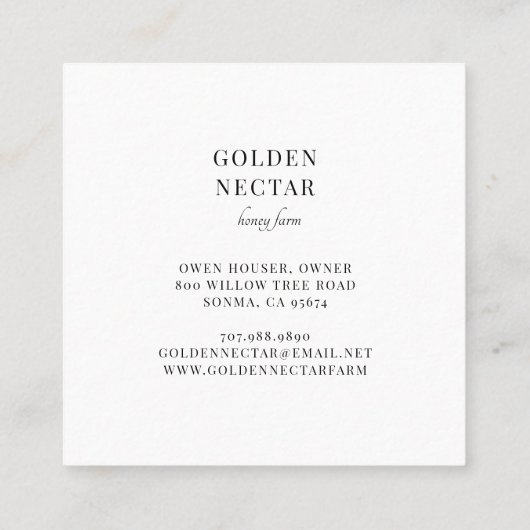 Gold Bee Logo Honingbij Imker Business Vierkante Visitekaartje (Achterkant)