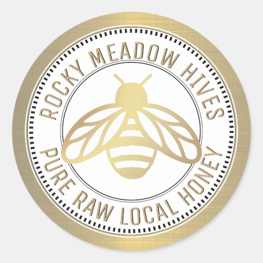 GOLD BEE LOGO IMKER HONEY DEKSEL POT LABEL (Voorkant)