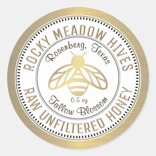 Gold Bee Logo Imker Honey Jar Label (Voorkant)