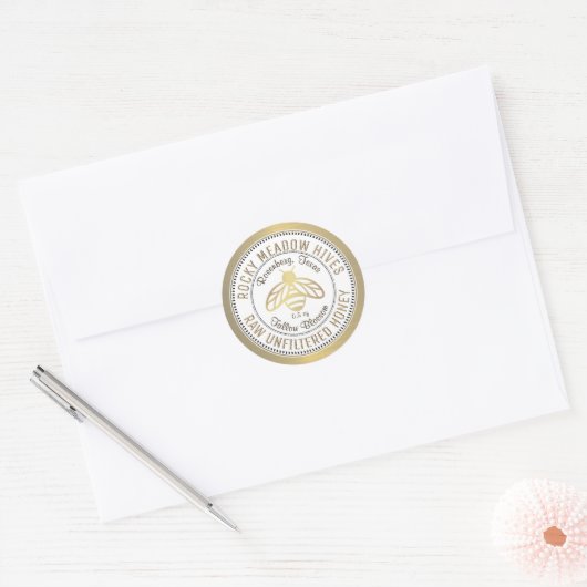 Gold Bee Logo Imker Honey Jar Label (Envelop)
