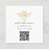 Gold bee QR Code Brown Square Biz Card Vierkante Visitekaartje (Achterkant)
