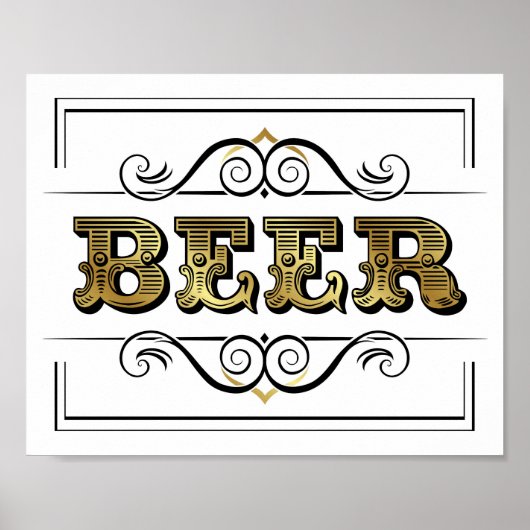 Gold BEER-gebarentafdruk Poster (Voorkant)
