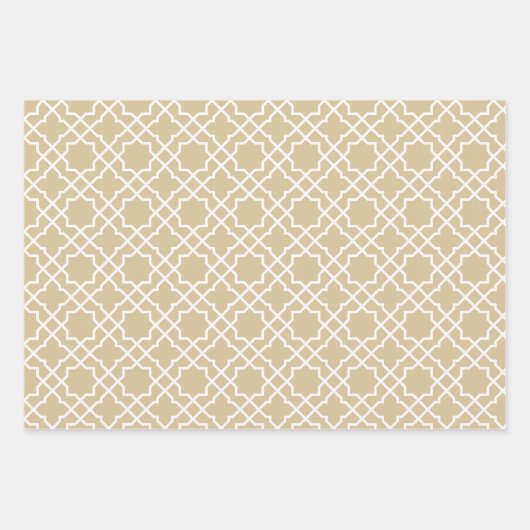 Gold Beige Arabesque Pattern Gift Wrapping Paper (Voorkant 2)