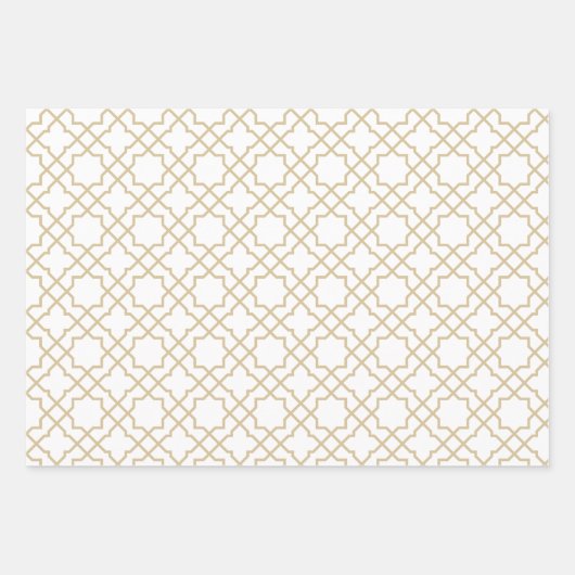 Gold Beige Arabesque Pattern Gift Wrapping Paper (Voorkant)