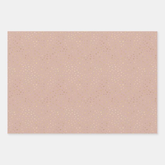 Gold Beige Bohemian Hearts Wrapping Paper Sheets (Voorkant 3)