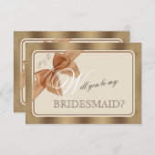 Gold Beige Bow & Label ZAL JE MIJN BRUIDSMEISJE ZI Kaart (Voorkant / Achterkant)