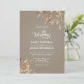 Gold Beige Floral Waterverf budget Wedding Kaart (Staand voorkant)