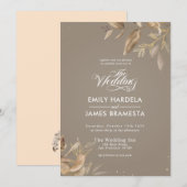 Gold Beige Floral Waterverf budget Wedding Kaart (Voorkant / Achterkant)