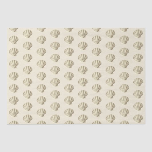 Gold Beige Marine Life Seashell Patroon Tissuepapier (Voorkant)