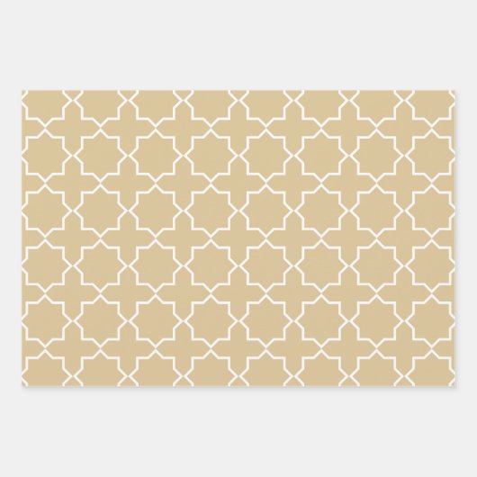 Gold Beige Moroccan Arabesque Pattern Inpakpapier Vel (Voorkant 2)