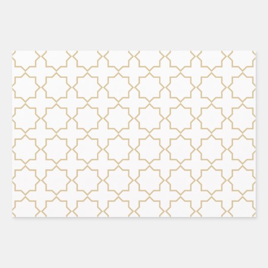 Gold Beige Moroccan Arabesque Pattern Inpakpapier Vel (Voorkant)