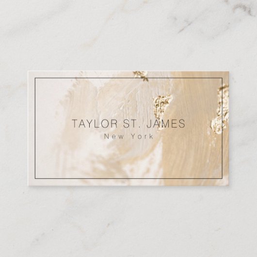 Gold Beige Paint Splatter Visitekaartje (Voorkant)