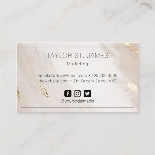 Gold Beige Paint Splatter Visitekaartje (Achterkant)