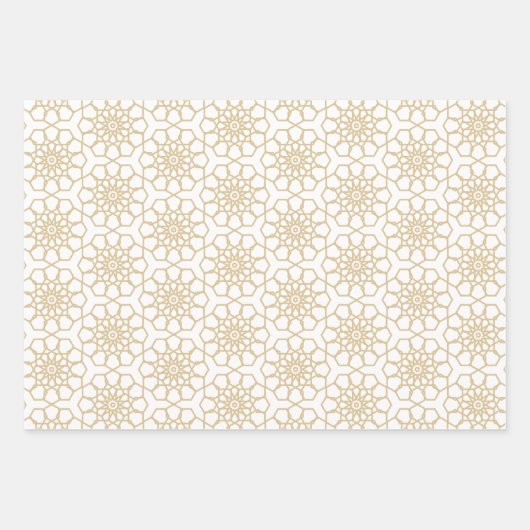 Gold Beige Seamless Arabesque Patroon Inpakpapier Vel (Voorkant)