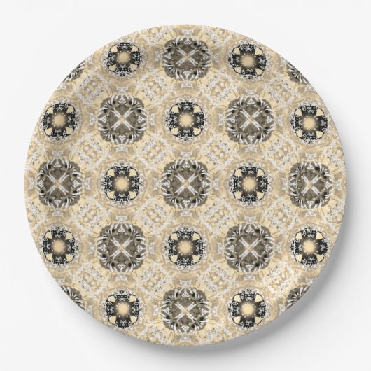 Gold, beige, Taupe en Black Gemstone Pattern Papieren Bordje (Voorkant)