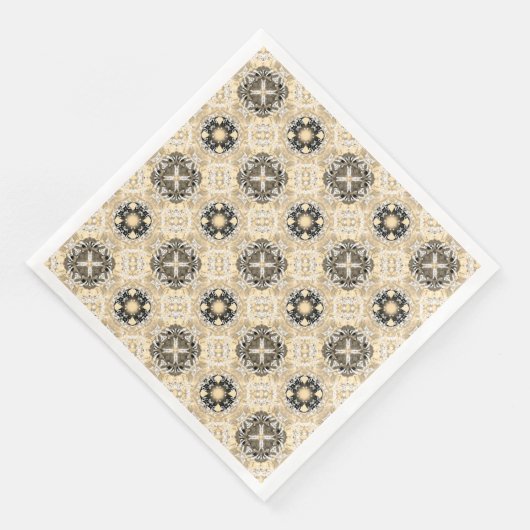 Gold, beige, Taupe en Black Gemstone Pattern Servet (Hoek)